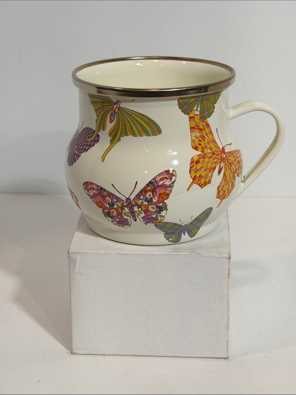 MacKenzie-Childs "Butterfly Garden" Retired Enameled Mug
